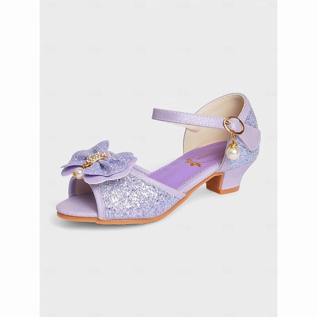 with Accent Sandals Bow Girls' Purple Pearl Glitter