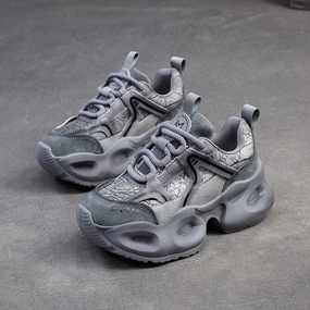 Women Casual Color Matching Leather Chunky Platform Sneakers Sneakers Nike