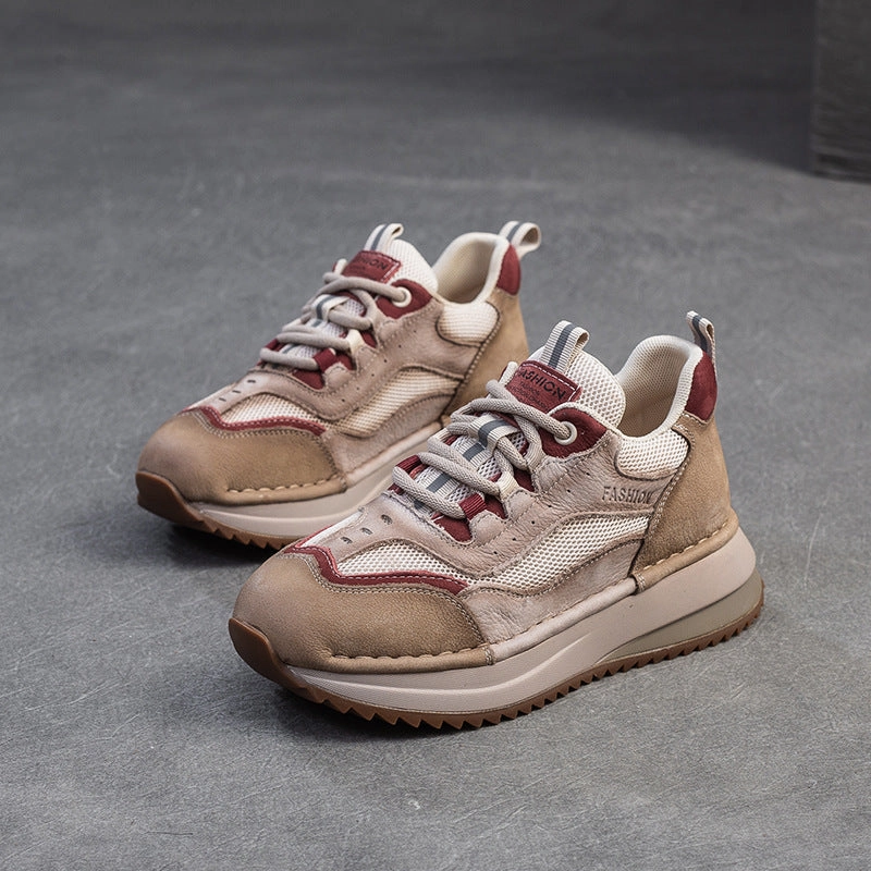 Sneakers India Women Fashion Breathable Mesh Leather Casual Sneakers