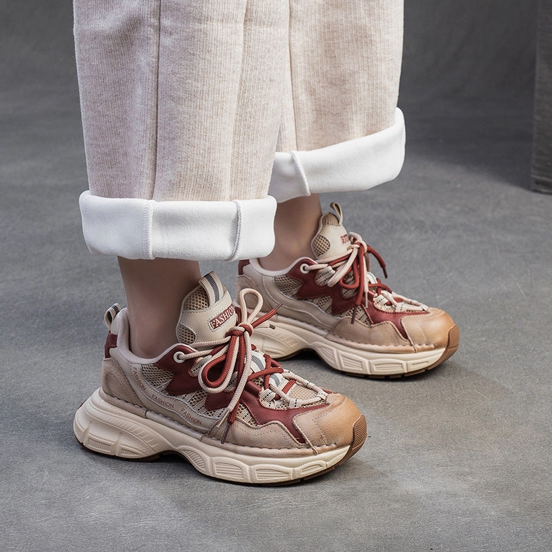 Sneakers Politics Women Fashion Leather Casual Thick Soled Sneakers