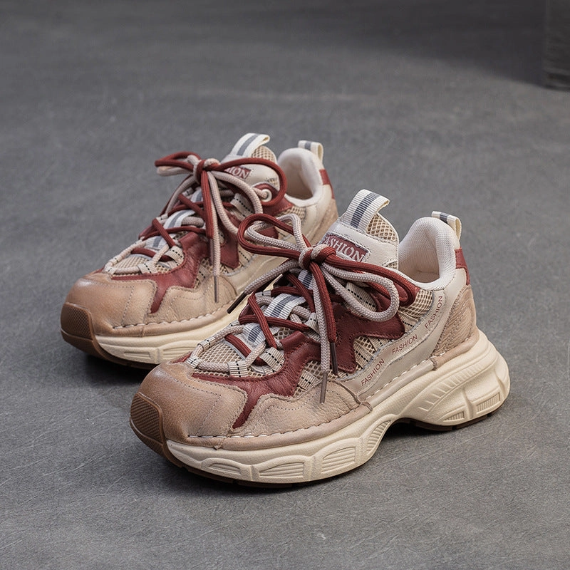 Size 9 Sneakers Women Fashion Leather Casual Thick Soled Sneakers