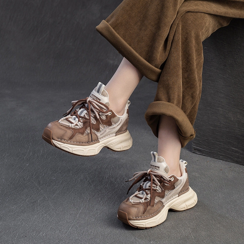 Suit And Sneakers Women Fashion Leather Casual Thick Soled Sneakers