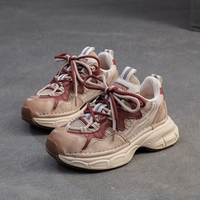 Dries Sneakers Women Fashion Leather Casual Thick Soled Sneakers