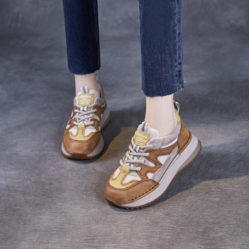 4 Sneakers Women Retro Color Matching Breathable Mesh Casual Sneakers