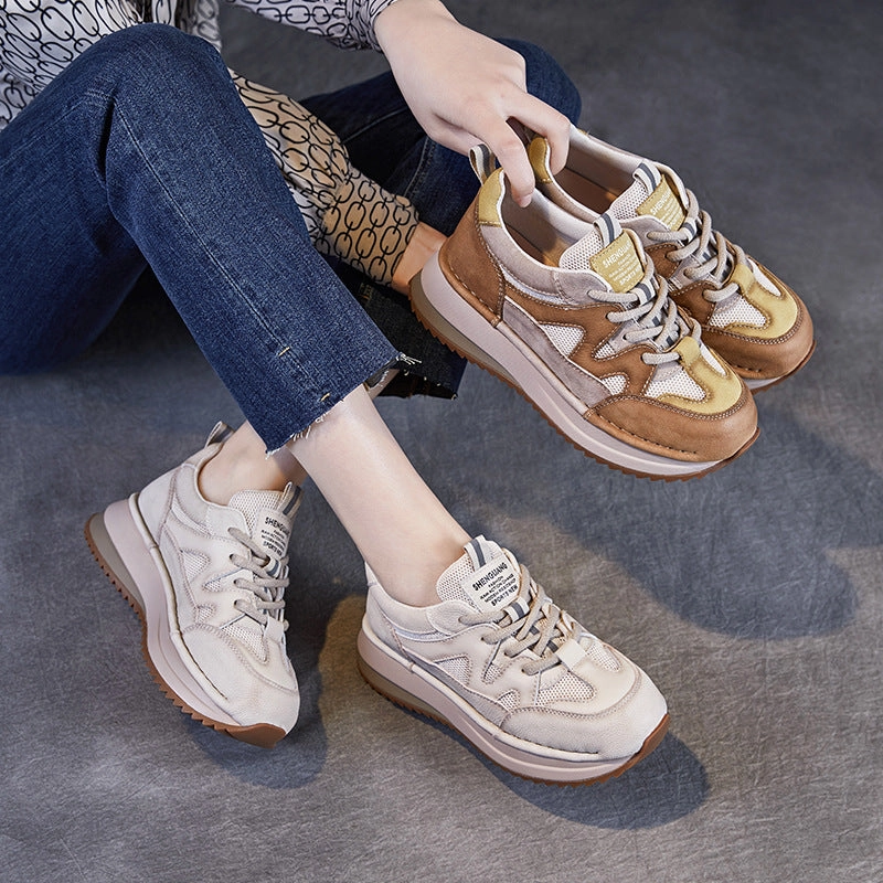 Snipes Sneakers On Sale Women Retro Color Matching Breathable Mesh Casual Sneakers