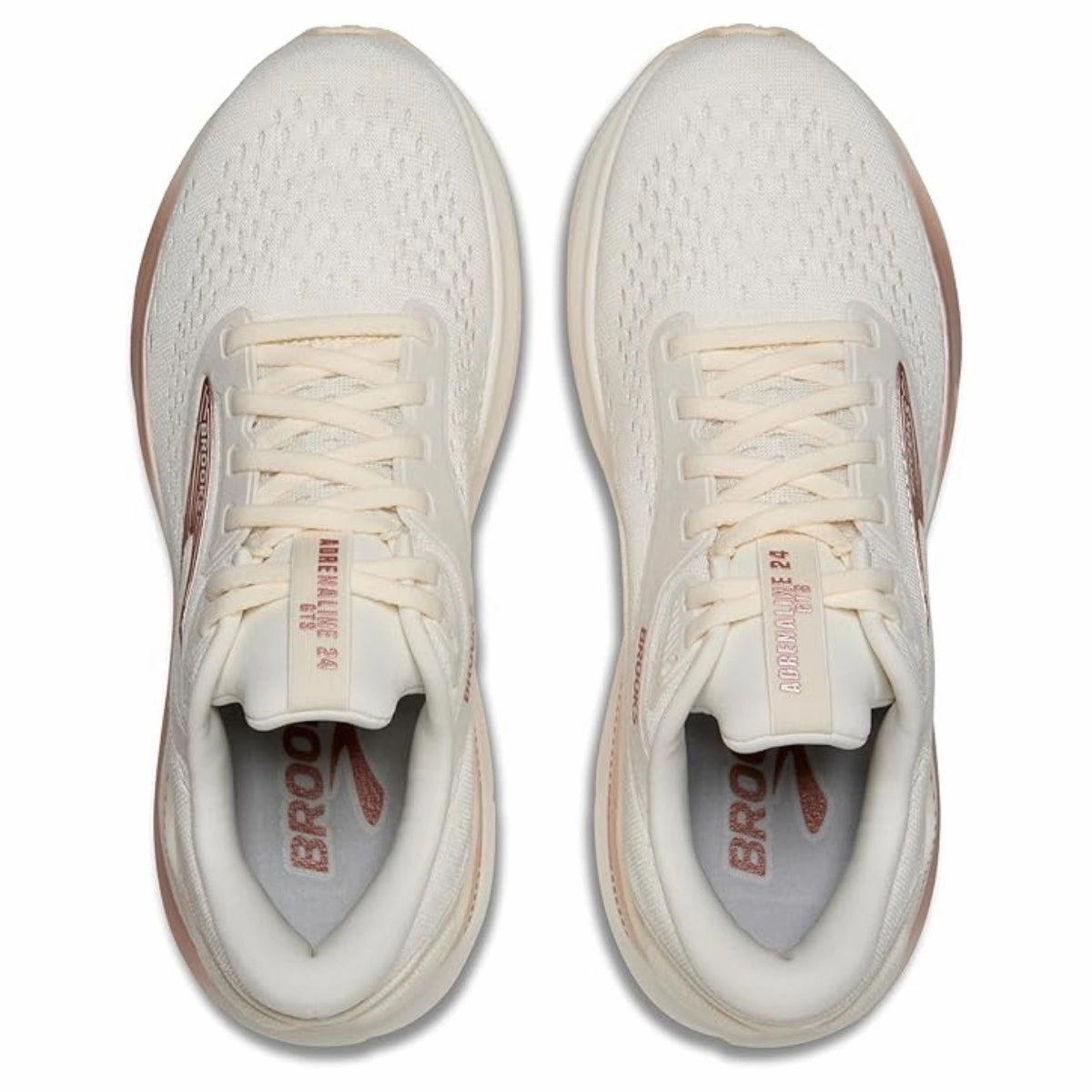 Women's - Brooks Adrenaline GTS 24 - Coconut/Rose Gold/White Running Shoes With Widest Toe Box