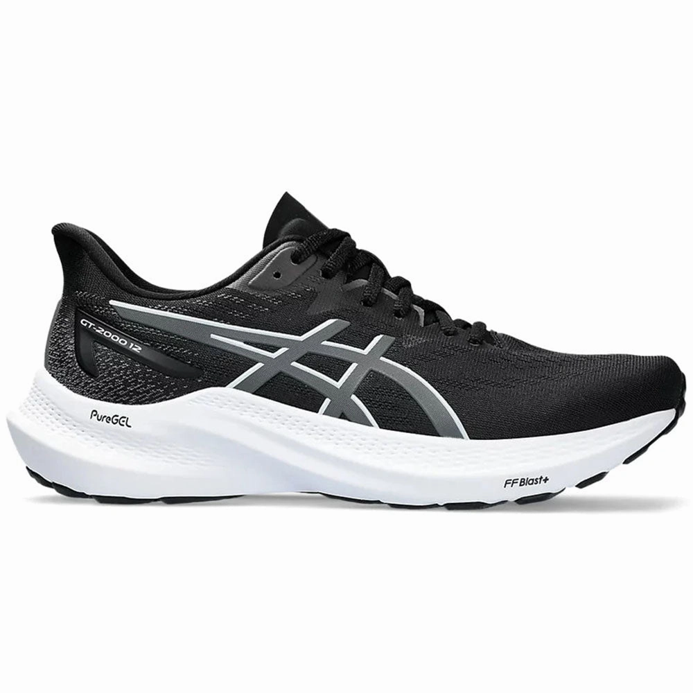 Women's Asics GT-2000 12, Black/Carrier Grey, 6 B Medium Asics Shoe Width Guide