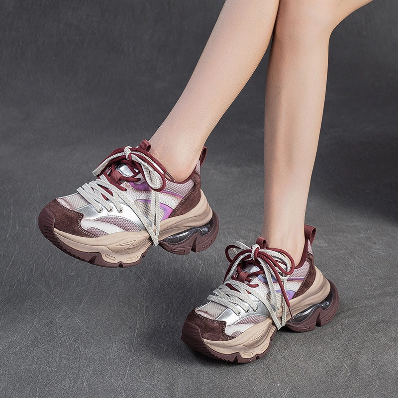 Sneakers That Go With Dresses Women's Fashion Breathable Mesh Chunky Sneakers