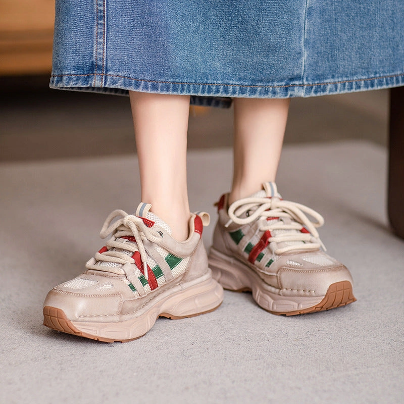 Nude Sneakers Women's Fashion Color Matching Breathable Casual Sneakers
