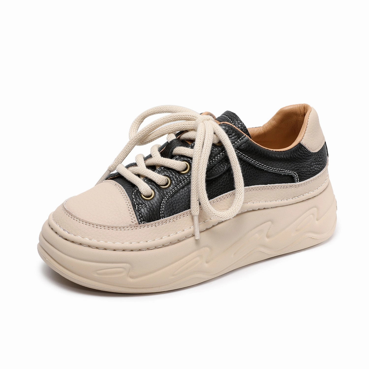 Women's Fashion Quilted Leather Casual Platform Sneakers Good Sneakers To Wear With Jeans