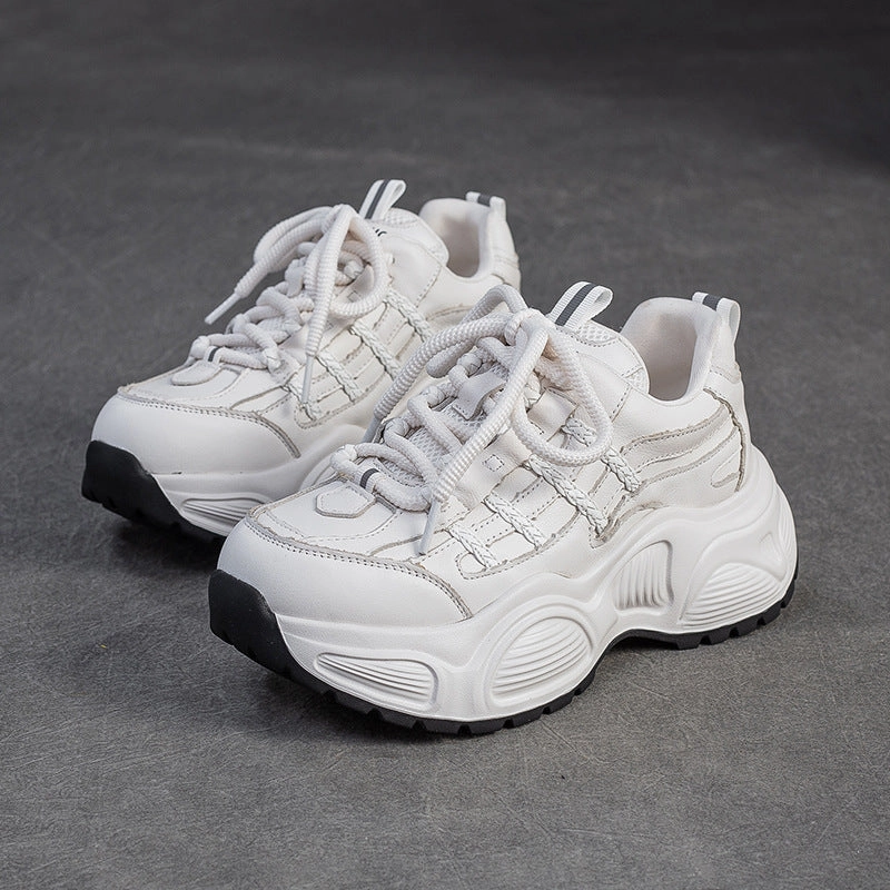 Women's Fashion Quilted Leather Chunky Platform Sneakers Ray Allen Sneakers