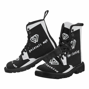 Ballerina Boots Heels Women's Lace Up OPM BLACK INSIGNIA Canvas Boots