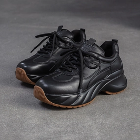 Women's Minimalism Plain Leather Platform Casual Sneakers Nike Sb Sneakers