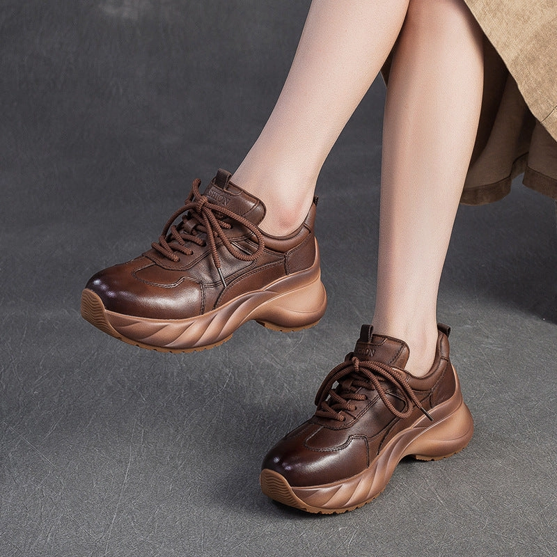 Nordstrom Sneakers Women's Minimalism Plain Leather Platform Casual Sneakers