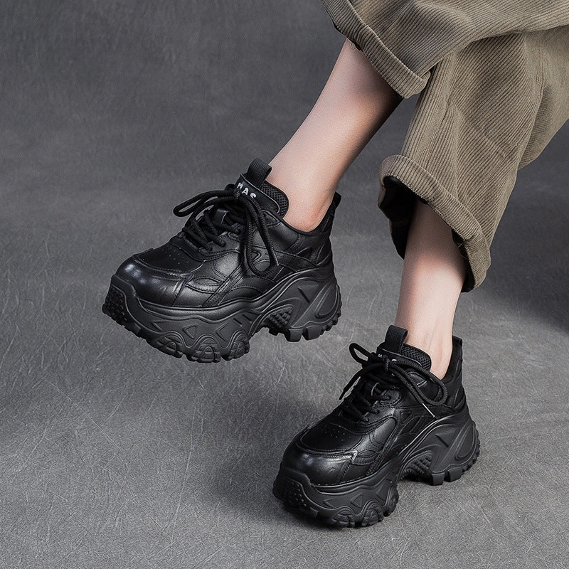 Women's Plain Leather Chunky Platform Sneakers Lv Archlight Sneakers