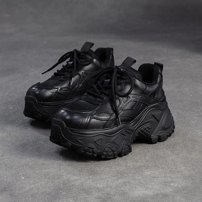 Dsw Sneakers Women's Plain Leather Chunky Platform Sneakers