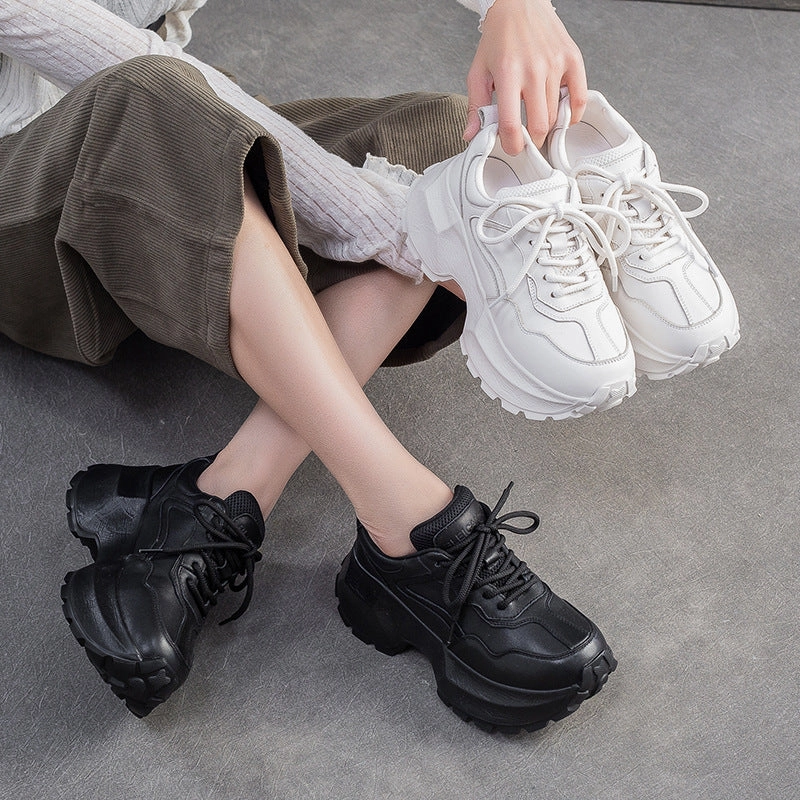 Air Jordan Sneakers Women's Plain Quilted Leather Chunky Platform Sneakers