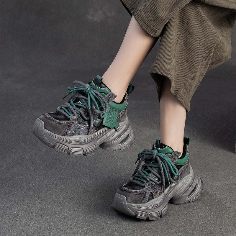 Women's Retro Breathable Casual Chunky Platform Sneakers Classic Slip On Sneakers