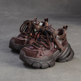 Women's Retro Breathable Casual Chunky Platform Sneakers Leopard Sneakers