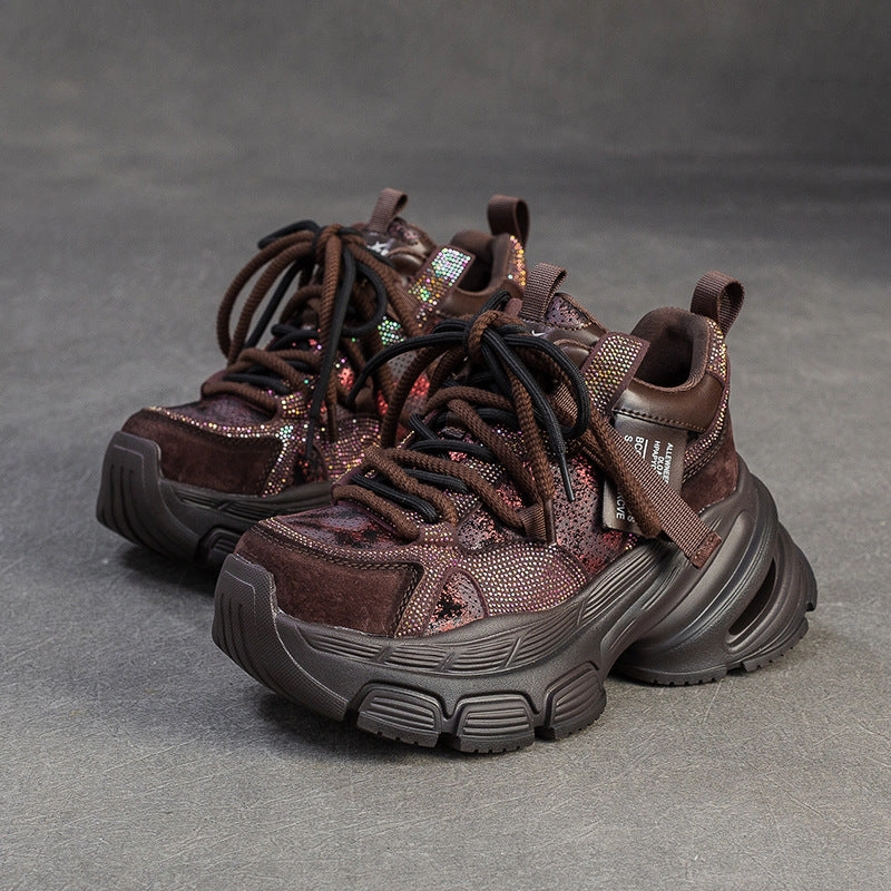 Vintage 80s Sneakers Women's Retro Breathable Casual Chunky Platform Sneakers