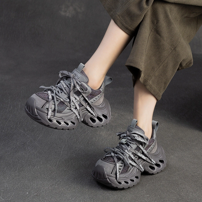 Women's Stylish Rhinestone Chunky Platform Dad Sneakers Custom Basketball Sneakers