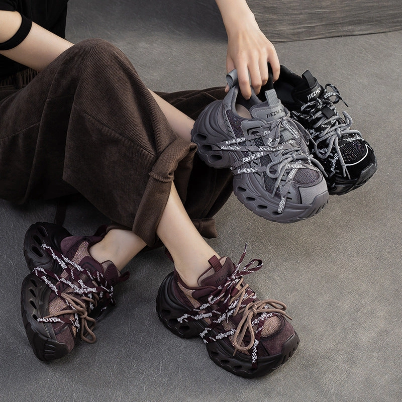 Women's Stylish Rhinestone Chunky Platform Dad Sneakers White Sneakers Puma