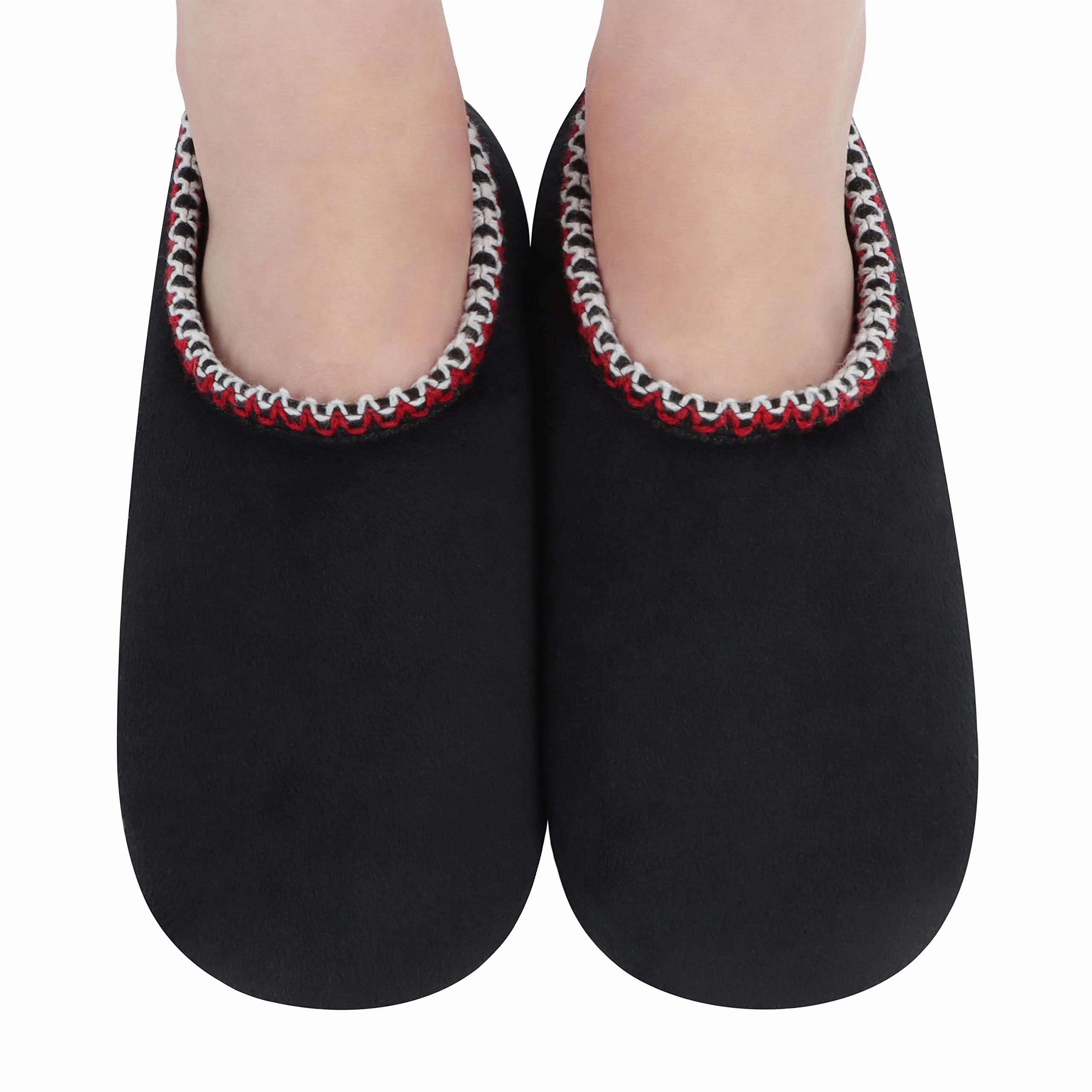 Denim Scraps Bullet Slides Women Slippers, Fuzzy Nonslip, Lightweight  Slippers Solid Black