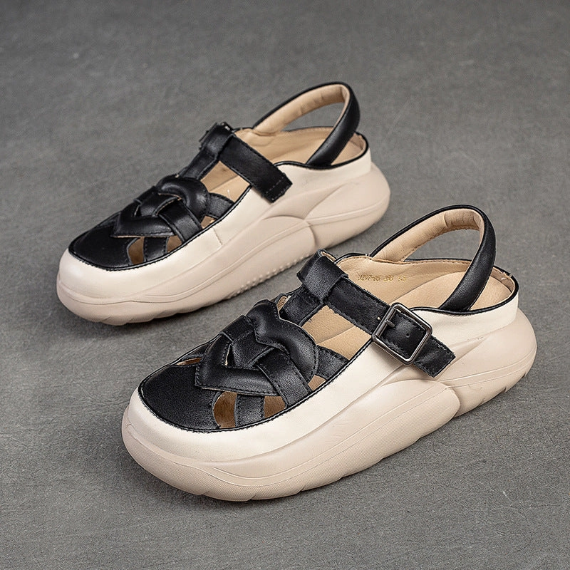 Women Summer Plaited Leather Thick Soled Sandals Eddie Bauer Sandals