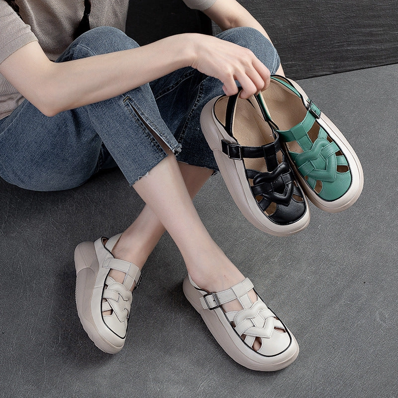 Women Summer Plaited Leather Thick Soled Sandals Strive Sandals