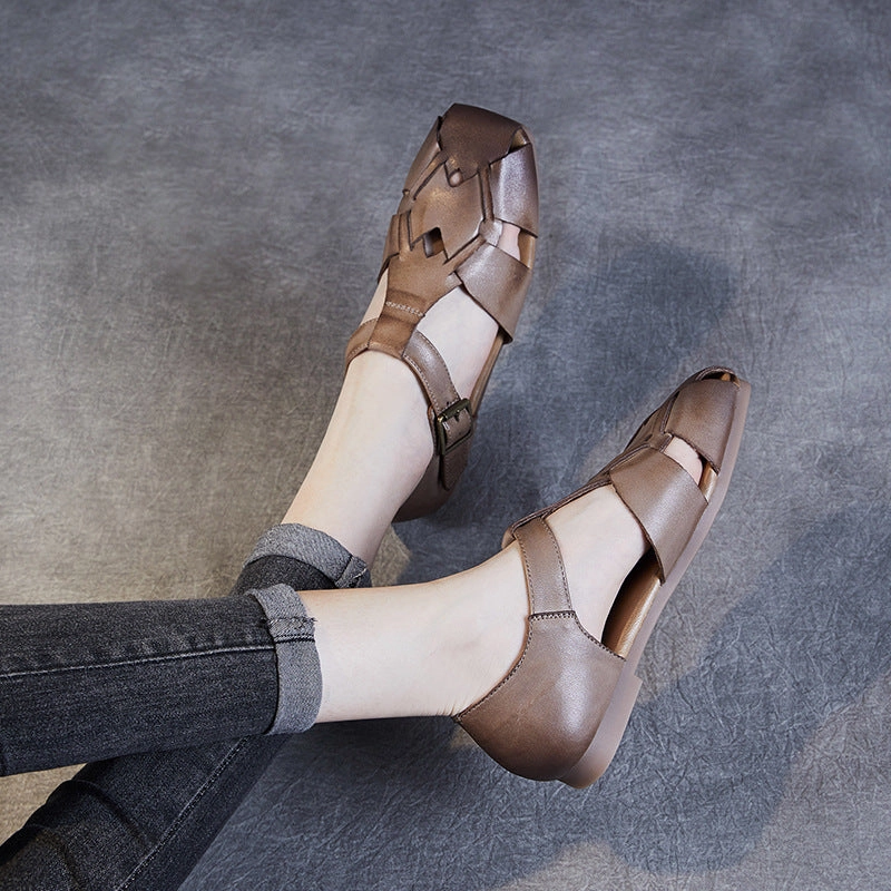 Trekking Sandals Women Summer Retro Plaited Leather Casual Sandals