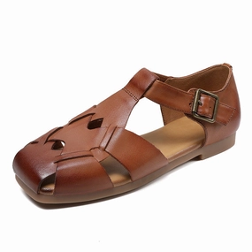 Sandals Resort Montego Bay Jamaica Women Summer Retro Plaited Leather Casual Sandals