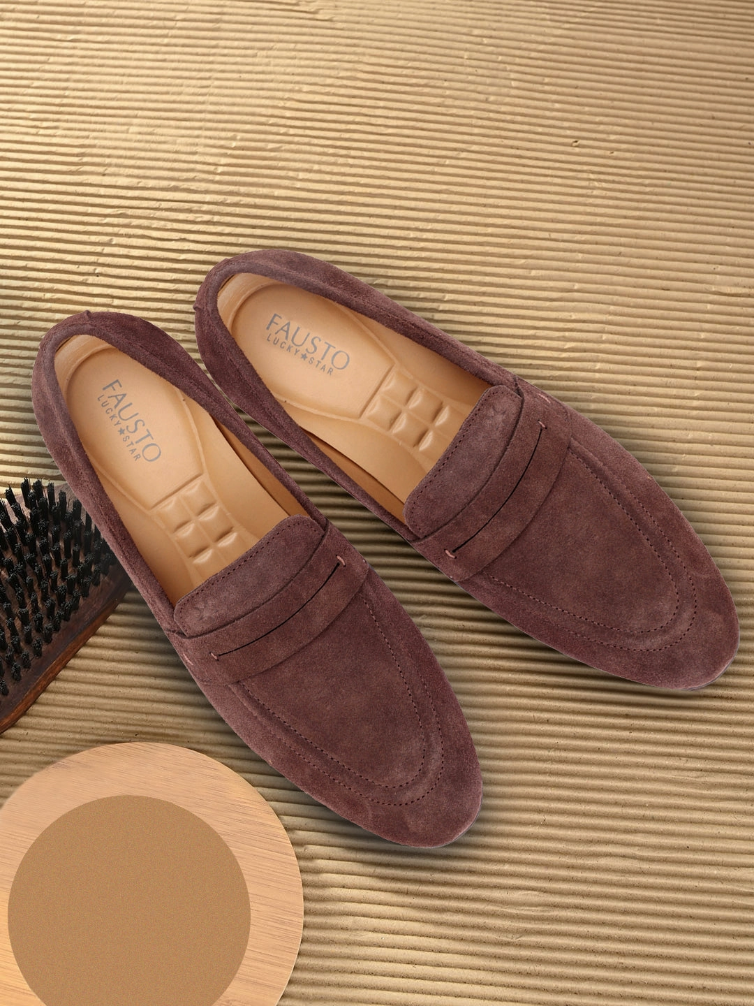 Men Brown Suede Leather Outdoor Penny Loafer Shoes Casual Shoes Foot Locker