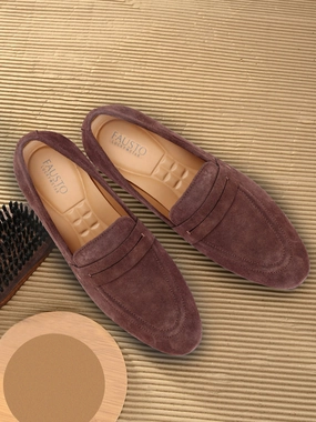 Orthopedic Casual Platform Flat Comfort Shoes Men Brown Suede Leather Outdoor Penny Loafer Shoes
