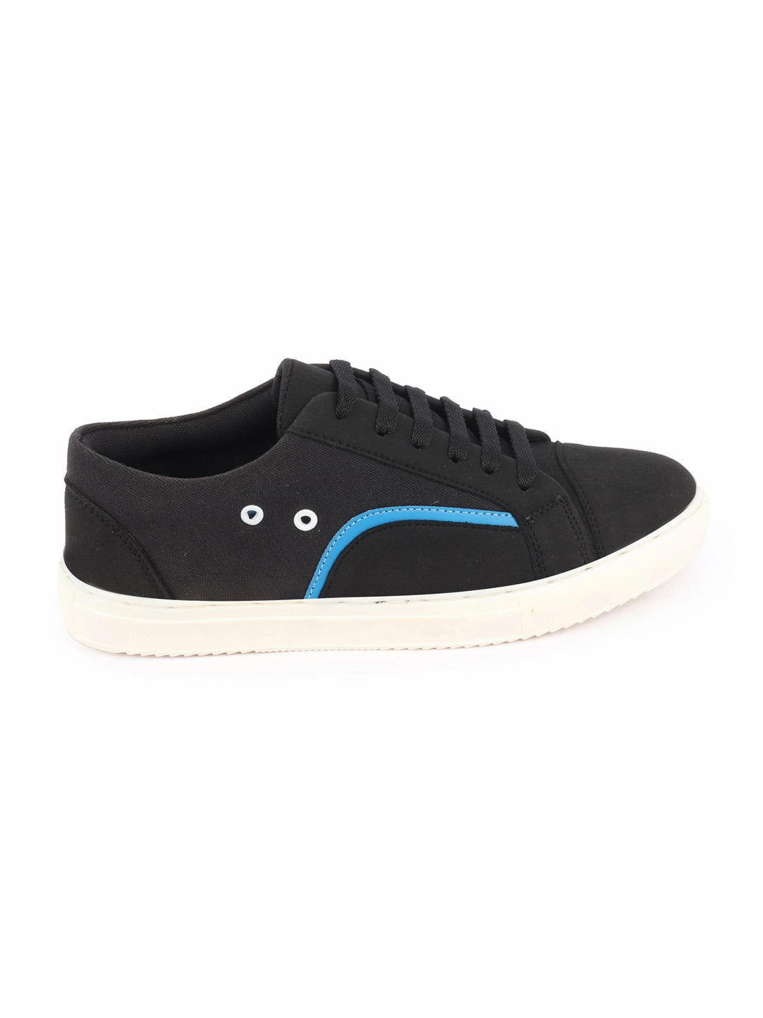 Casual Slip On Shoes To Wear With Jeans Men Black Colorblocked Upper Denim Strip Design Comfort Lace Up Canvas Sneakers Shoes