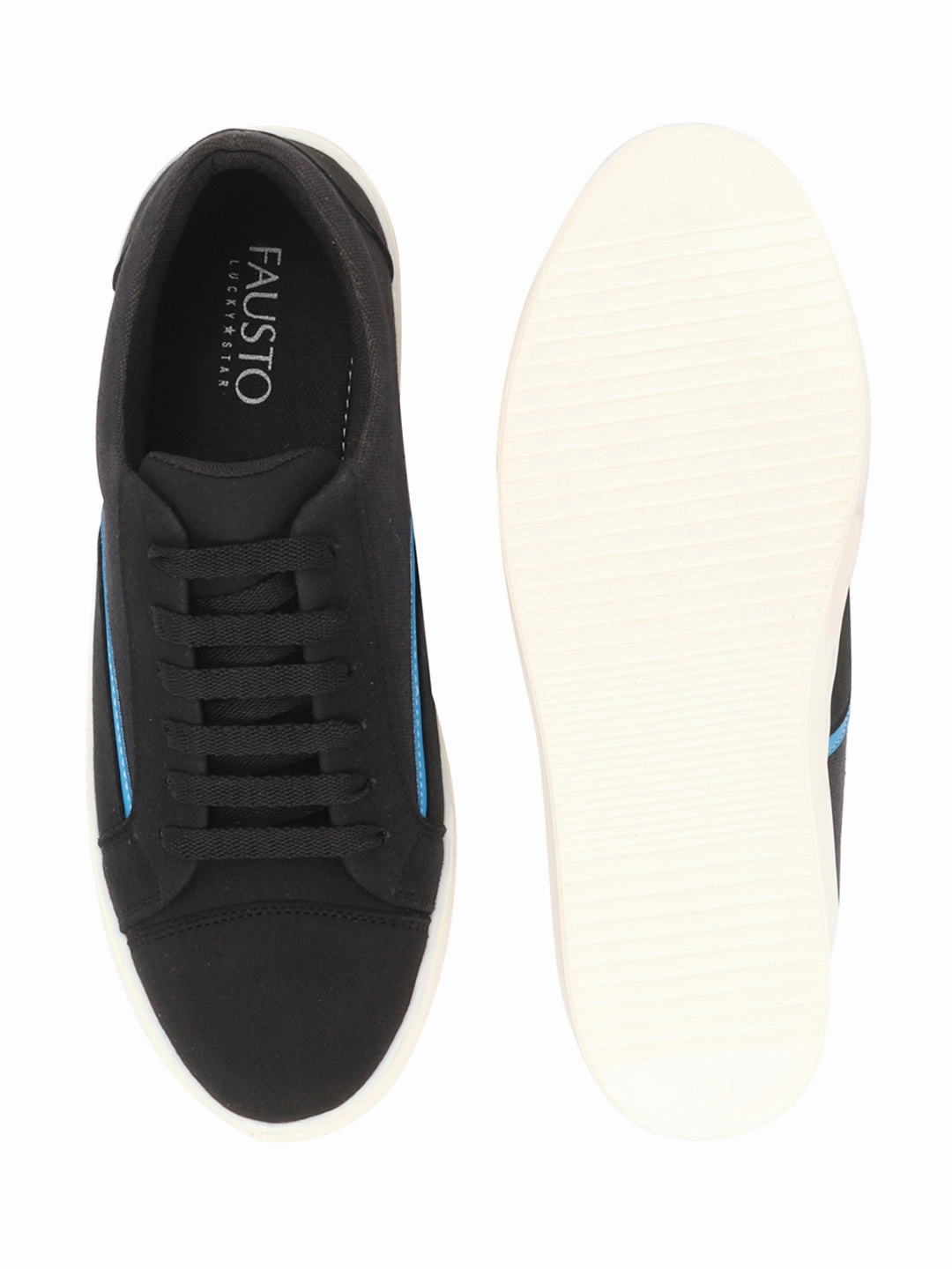 Men Black Colorblocked Upper Denim Strip Design Comfort Lace Up Canvas Sneakers Shoes Walking Cradles Casual Shoes