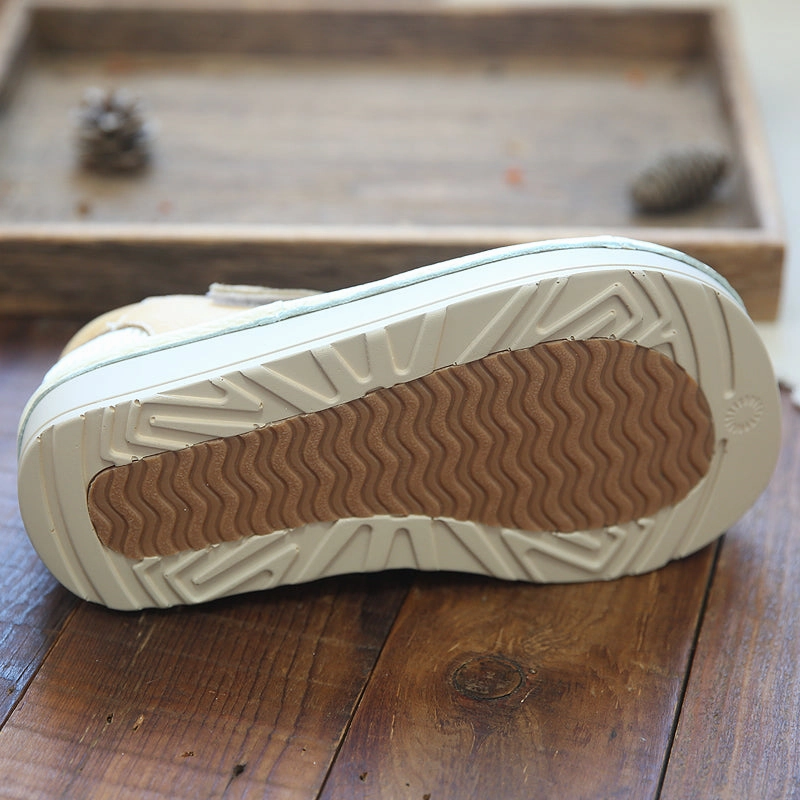 Women Casual Cowhide Mesh Patchwork Thick Soled Sandals Heeled Platform Sandals