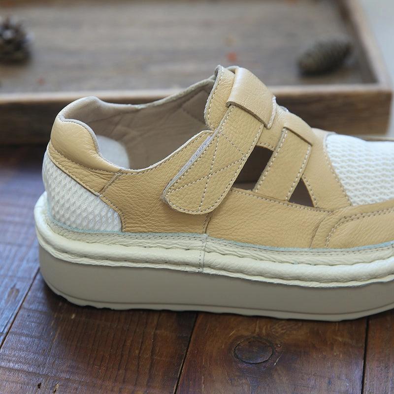 Sandals Kelsi Dagger Women Casual Cowhide Mesh Patchwork Thick Soled Sandals