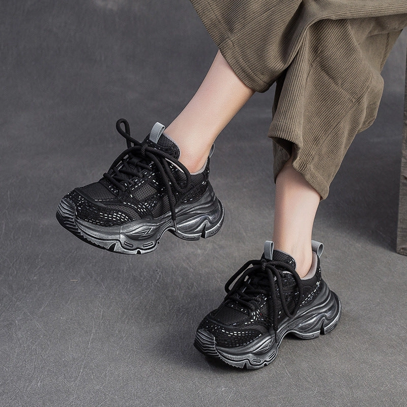 Ash Platform Sneakers Women's Fashion Breathable Chunky Platform Sneakers